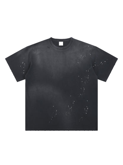 Hand-Frayed Sunfade Paint Splatter T-Shirt